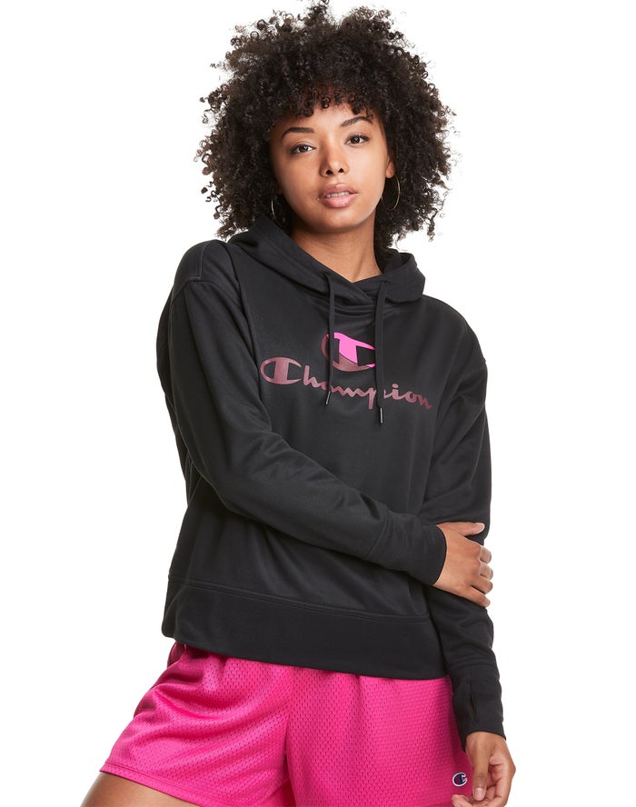 Sudadera Con Capucha Champion Mujer - Game Day Split Logo ( Negras ) 7029185-WR